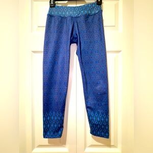 PrAna Roxanne Cropped Leggings Blue Paisley Sz XS Yoga Athleisure Low Rise VGUC